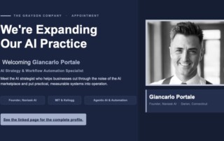 Gincarlo landing page and Linked in post