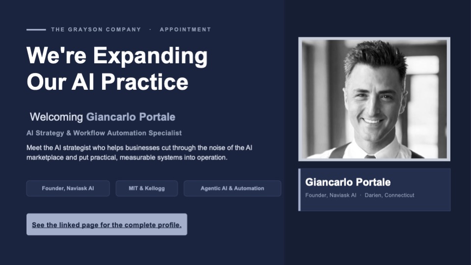 Gincarlo landing page and Linked in post